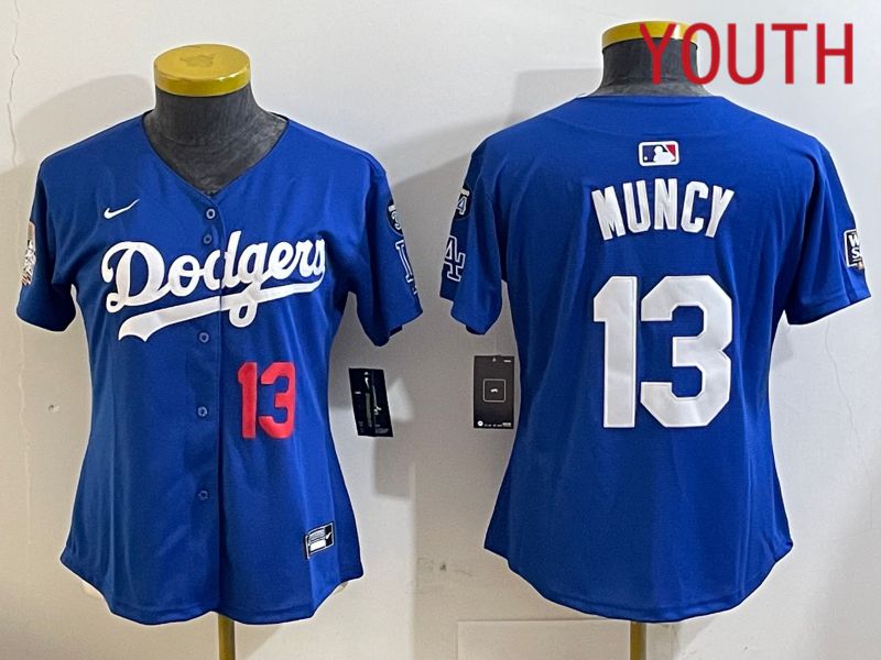 Youth Los Angeles Dodgers #13 Muncy Blue Game 2024 Nike MLB Jersey style 11216->youth mlb jersey->Youth Jersey